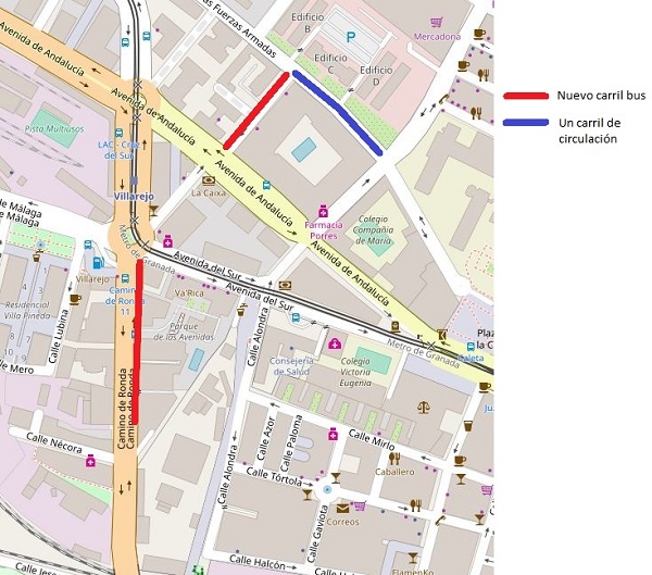Nuevo carril bus en Granada