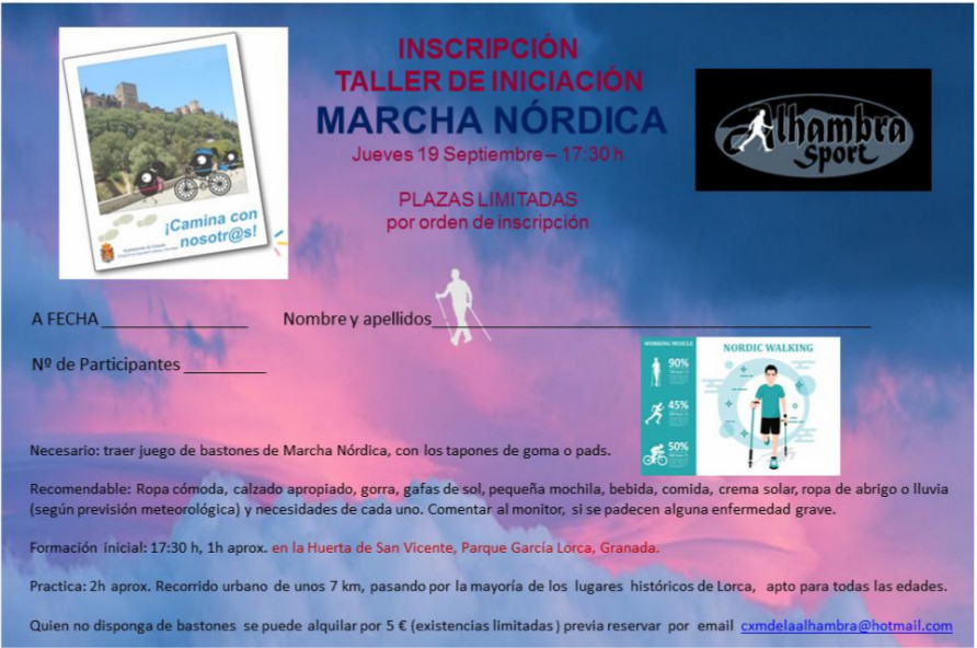 inscripcion ruta lorquiana granada semana europea de la movilidad marcha nordica